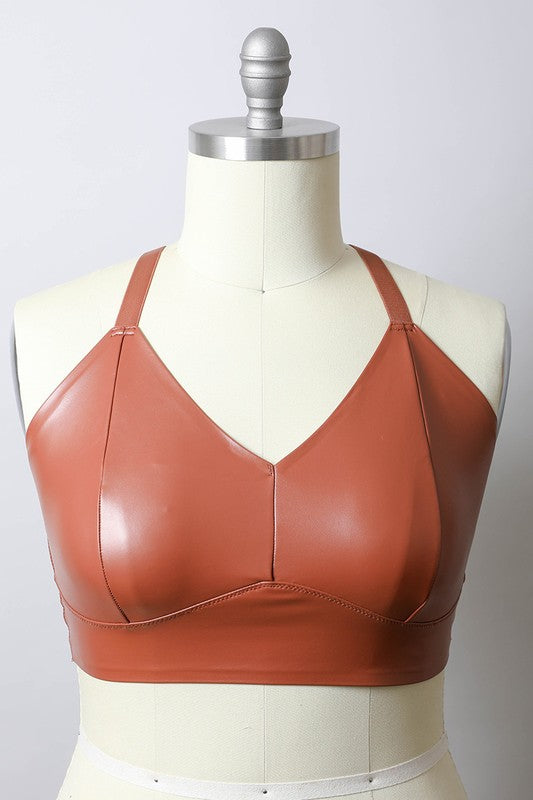 PLUS FAUX LEATHER BRALETTE Leto Accessories