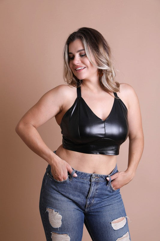 PLUS FAUX LEATHER BRALETTE Leto Accessories