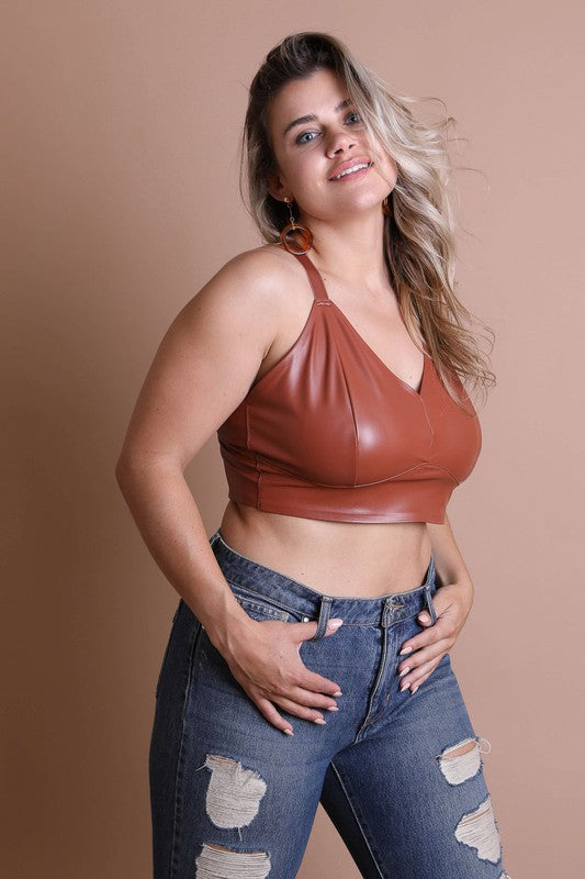 PLUS FAUX LEATHER BRALETTE Leto Accessories