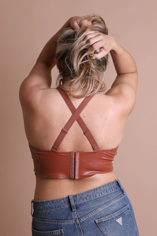 PLUS FAUX LEATHER BRALETTE Leto Accessories