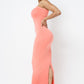 SOLID STRAP LESS DRESS WITH BACK SLIT - Wäre Rare