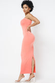 SOLID STRAP LESS DRESS WITH BACK SLIT - Wäre Rare
