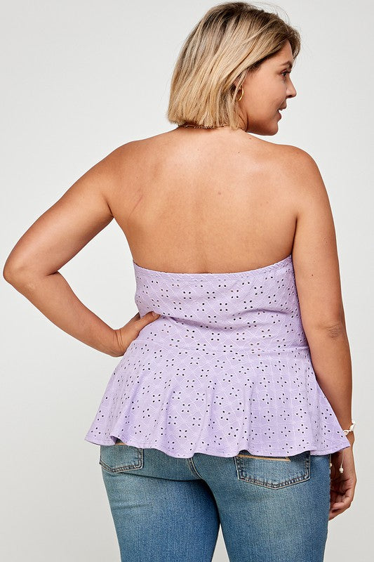 Eyelet Bandeau Peplum Top - Wäre Rare