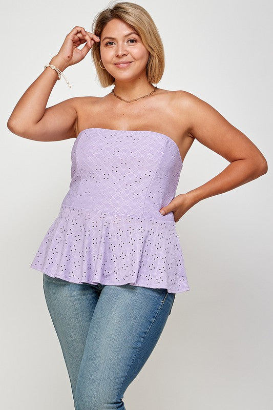 Eyelet Bandeau Peplum Top - Wäre Rare