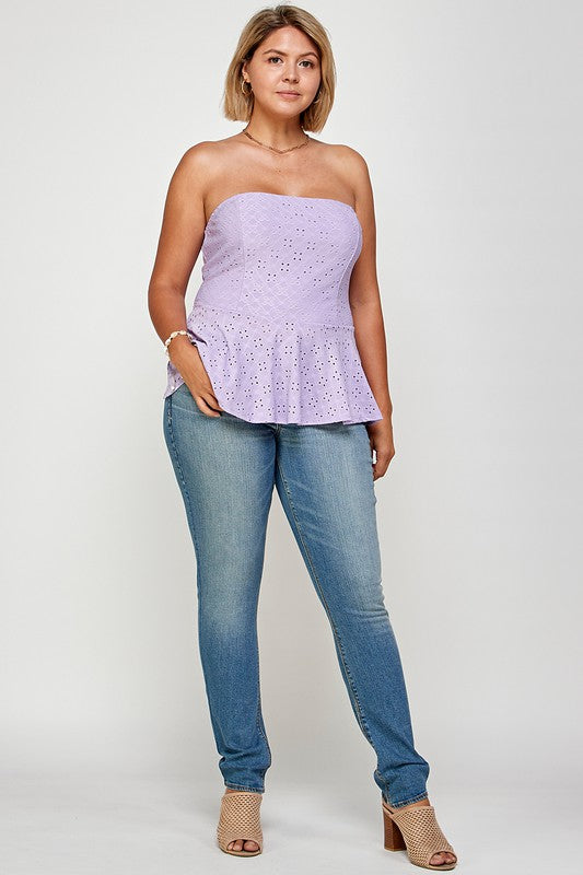 Eyelet Bandeau Peplum Top - Wäre Rare