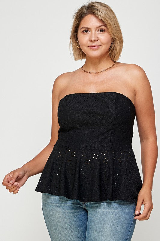 Eyelet Bandeau Peplum Top - Wäre Rare