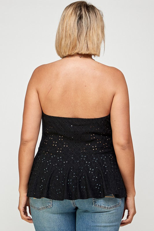 Eyelet Bandeau Peplum Top - Wäre Rare