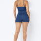 DENIM ROMPER WITH FRONT CUTOUT AND BUTTONS - Wäre Rare