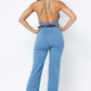 HALTER NECK TIE DENIM JUMPSUIT WITH BELT - Wäre Rare