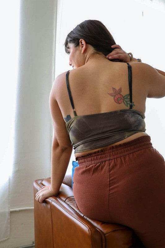 Plus Size Tie Dye Mesh Keyhole Front Brami Top Leto Accessories