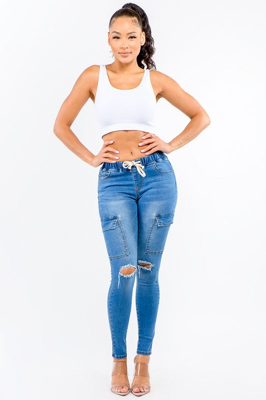 CARGO POCKETS DENIM JOGGERS - Wäre Rare