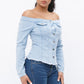 OFF THE SHOULDERS LONG SLEEVE DENIM TOP - Wäre Rare