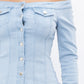 OFF THE SHOULDERS LONG SLEEVE DENIM TOP - Wäre Rare