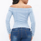 OFF THE SHOULDERS LONG SLEEVE DENIM TOP - Wäre Rare