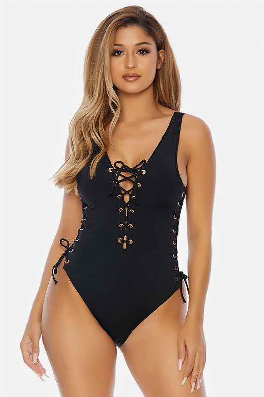 Lace-Up One Piece Swimsuit - Wäre Rare