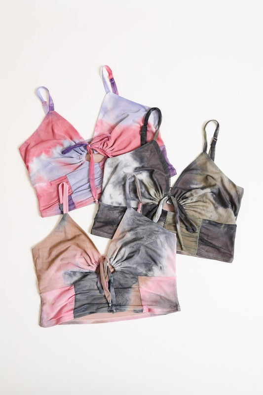 Plus Size Tie Dye Mesh Keyhole Front Brami Top Leto Accessories