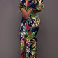 Printed Plunge Neck Leg Split Maxi Dress Wäre Rare Trend