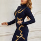 Mock Neck Glitter Geometric Mini Dress Wäre Rare Trend