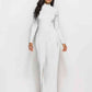 Long Sleeve Mock Neck Wide Leg Jumpsuit Trendsi