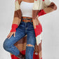 Color Block Open Front Longline Cardigan Trendsi