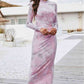 Tie Dye Mock Neck Long Sleeve Dress Wäre Rare Trend
