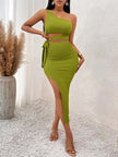 Tie Waist Asymmetrical Midi Dress Wäre Rare