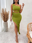 Tie Waist Asymmetrical Midi Dress Wäre Rare