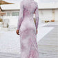 Tie Dye Mock Neck Long Sleeve Dress Wäre Rare Trend