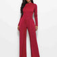 Long Sleeve Mock Neck Wide Leg Jumpsuit Trendsi