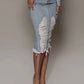 DISTRESSED SLIT DENIM SKIRT Wäre Rare Trend
