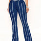 Striped Raw Hem Jeans Wäre Rare