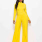 Long Sleeve Mock Neck Wide Leg Jumpsuit Trendsi