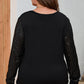 Plus Size Sequin Round Neck Long Sleeve Top Trendsi
