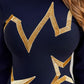 Mock Neck Glitter Geometric Mini Dress Wäre Rare Trend
