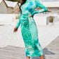 Tie Dye Mock Neck Long Sleeve Dress Wäre Rare Trend