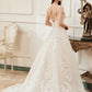 A-Line Floral Details With Illusion Straps Wedding Dress - Wäre Rare