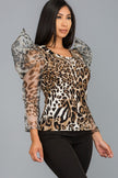 Animal Print Puff Sleeve Top - Wäre Rare