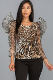 Animal Print Puff Sleeve Top - Wäre Rare