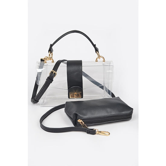Faux Leather Transparent Crossbody Bag - Wäre Rare