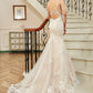 Champagne Fit And Flare With Beaded Straps Floral Lace Wedding Dress - Wäre Rare