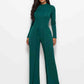 Long Sleeve Mock Neck Wide Leg Jumpsuit Trendsi