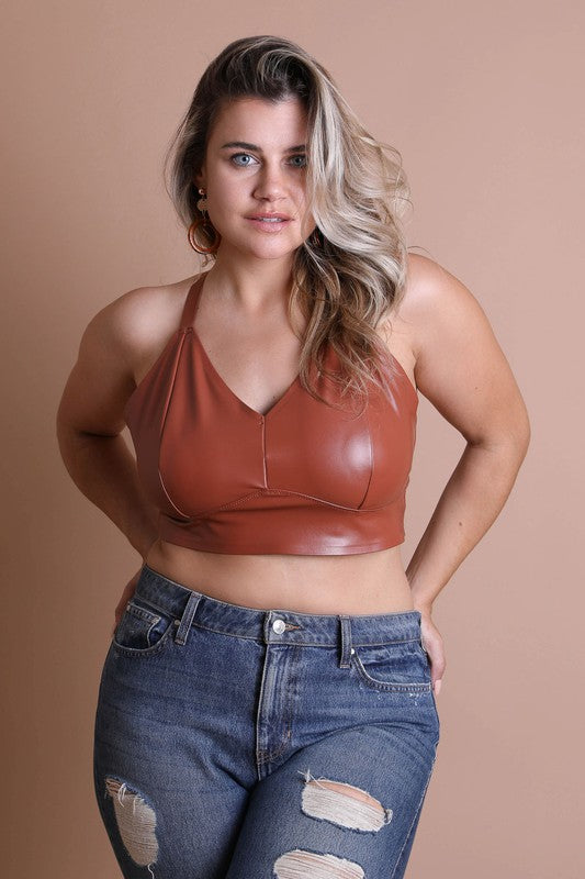 PLUS FAUX LEATHER BRALETTE Leto Accessories