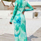 Tie Dye Mock Neck Long Sleeve Dress Wäre Rare Trend