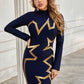 Mock Neck Glitter Geometric Mini Dress Wäre Rare Trend
