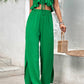 V-Neck Ruffle Hem Top and Slit Pants Set Wäre Rare