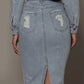 DISTRESSED SLIT DENIM SKIRT Wäre Rare Trend