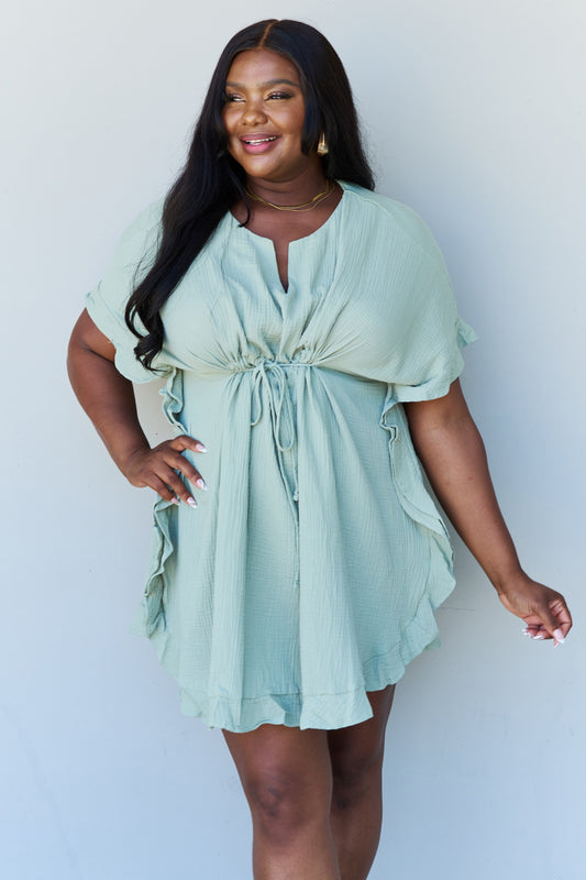 Ruffle Hem Dress with Drawstring Wäre Rare