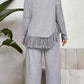 Plus Size Tassel Hem Top and Pants Set Wäre Rare Trend