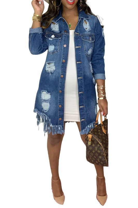 Distressed Denim Dress - Wäre Rare