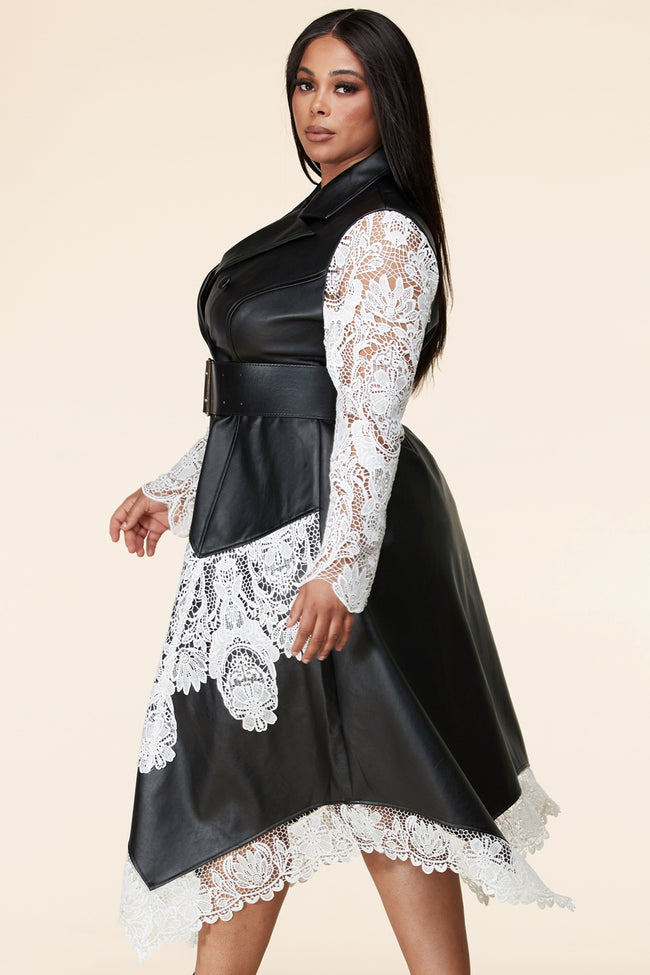 Faux Leather Plus Size Dress - Wäre Rare